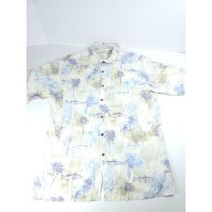 Campia Moda Shirt Mens Large Fish Hawaiian Short Sleeve Button Up Cotton Casual‎